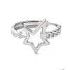 Ion Plating(IP) 304 Stainless Steel Hollow Star Adjustable Rings RJEW-D006-23P-2