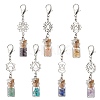 Chakra Natural Lapis Lazuli & Amethyst & Carnelian & Citrine & Garnet & Green Aventurine & Synthetic Turquoise Chips inside Glass Wishing Bottle Pendant Decoration HJEW-JM03308-2