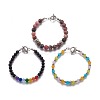 Natural/Synthetic Mixed Gemstone/Cat Eye Round Beaded Bracelets BJEW-L648-06-1