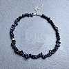 Synthetic Blue Goldstone Chip Beaded Necklaces for Women IW6789-17-1