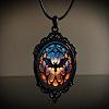 Oval Gothic Alloy Glass Halloween Pendant Necklaces for Women FS-WG73C21-04-1