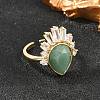 Brass with Natural Green Aventurine Finger Rings GG-CBACC2B-07G-06-3