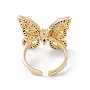 Colorful Cubic Zircon Butterfly Open Cuff Ring RJEW-B043-05-2