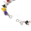 Faceted Round Glass Charms Chain Bracelet Making AJEW-JB01151-02-2