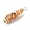 2Pcs Electroplated Natural Quartz Crystal Dyed Copper Wire Wrapped Pendants PALLOY-JF03174-02-4
