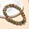 Natural Unakite Bead Stretch Bracelets X-BJEW-K212-B-006-7