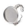Flower 304 Stainless Steel Cuff Ring Components STAS-P454-05E-P-1