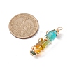 2Pcs 2 Style Two Tone Glass Double Terminated Point Beads Pendants Set PALLOY-JF02538-01-2