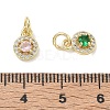 Brass Micro Pave Cubic Zirconia with Glass Charms CU-CBA765A-02G-3