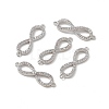Brass Micro Pave Clear Cubic Zirconia Connector Charms KK-E068-VB385-4
