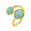 Round Natural Gemstone Open Cuff Rings RJEW-C087-02G-2