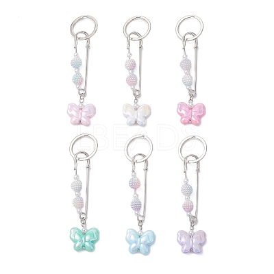 Acrylic Butterfly with Round Bead Keychains KEYC-JKC01438-1