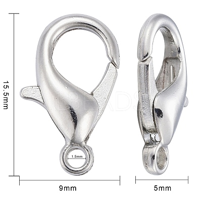 Platinum Plated Alloy Bracelet Lobster Claw Clasps X-E106-NF-1