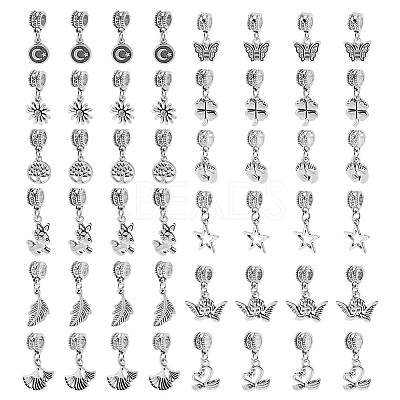 48Pcs 12 Styles Brass European Dangle Charms KK-HY0004-07-1