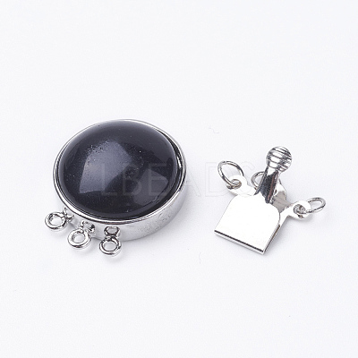 Natural Dyed & Heated Black Agate Box Clasps G-E427-14P-1