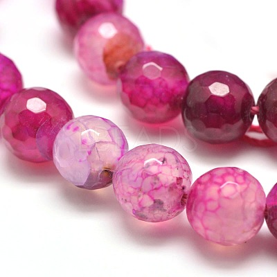 Dyed Natural Agate Faceted Round Beads Strands G-E267-22-1