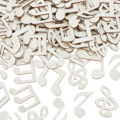 100Pcs Musical Note Unfinished Wood Cutouts WOOD-WH0025-95-1