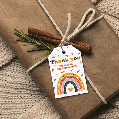120Pcs 4 Styles Sunflower Paper Thank You Gift Tags CDIS-WH0038-08-1