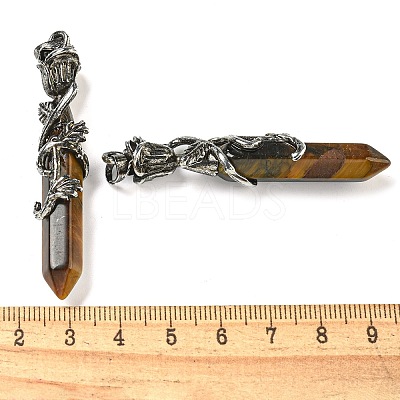 Natural Tiger Eye Faceted Double Termimal Pointed Big Pendants G-P547-03AS-02-1