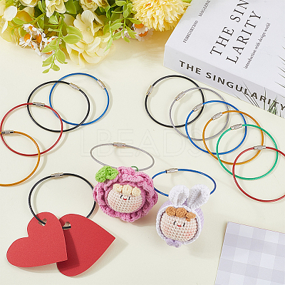 36Pcs 6 Colors Rubber Cover Stainless Steel Wire Cable Keychains FIND-SC0013-71B-1