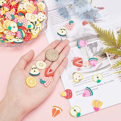 220Pcs 11 Styles Handmade Polymer Clay Cabochons CLAY-AR0001-08-1