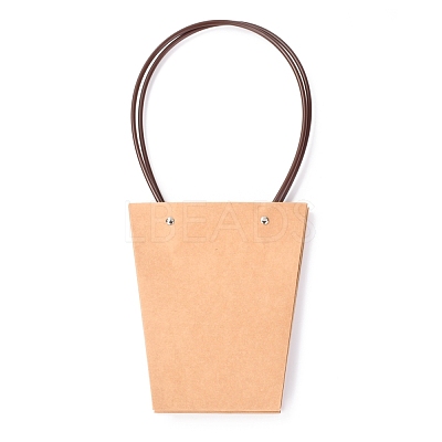 Trapezoid Kraft Paper Gift Bags with Plastic Haddles CARB-P007-A04-A-1