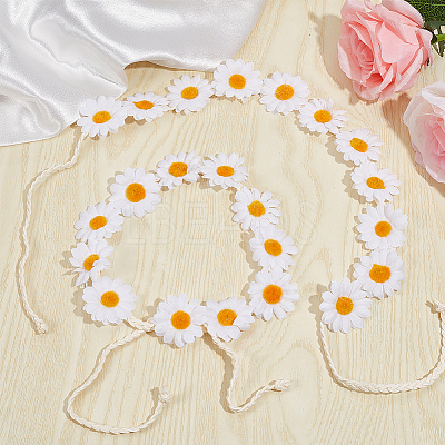 2Pcs Cloth Small Sunflowe Wreath Headband OHAR-CP0001-20B-1