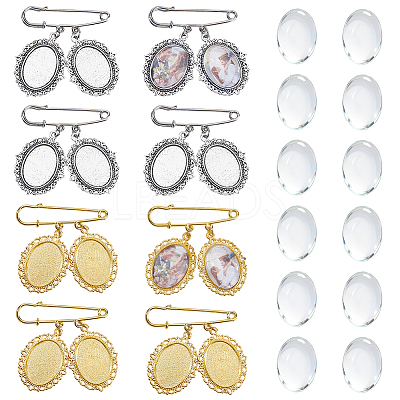Alloy & Steel Oval Tray Brooch Base Settings JEWB-DC00008-1