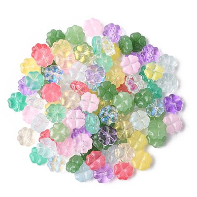 120Pcs 3 Styles Transparent Spray Painted Glass Beads GLAA-FS0002-46-1