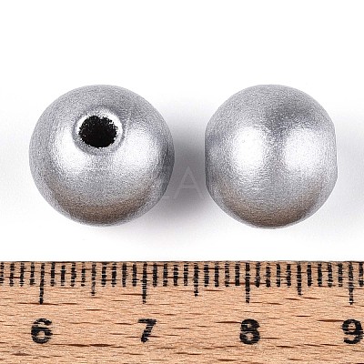 Spray Painted Round Natural Schima Wood Beads WOOD-A018-14mm-02-1