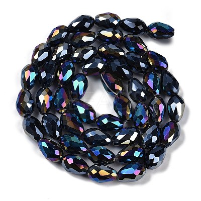Opaque Solid Color Electroplate Glass Beads Strands EGLA-N013-P8mm-B01-1