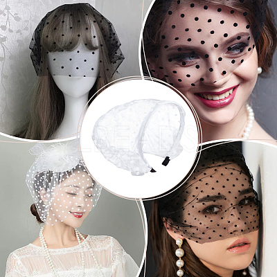 Polyester Mesh Veil Hair Bands OHAR-WH0021-63A-1