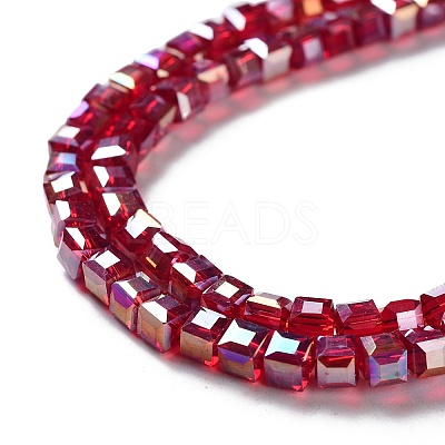 Electroplate Glass Beads Strands EGLA-R030-4x4mm-04-1