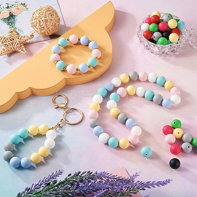 100Pcs 10 Colors Food Grade Eco-Friendly Silicone Focal Beads SIL-BY0001-02-1