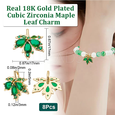 8Pcs Brass Micro Pave Cubic Zirconia Pendants KK-BBC0010-33-1