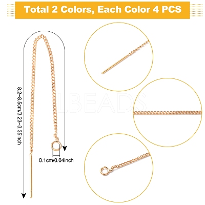 8Pcs 2 Colors Brass Stud Earring Findings KK-FS0001-52-1