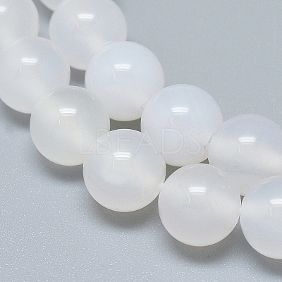 Natural White Agate Beads Strands G-D0005-27-8mm-1