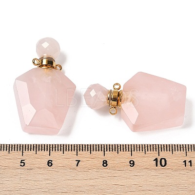 Natural Rose Quartz Openable Perfume Bottle Pendants G-I381-02G-04-1