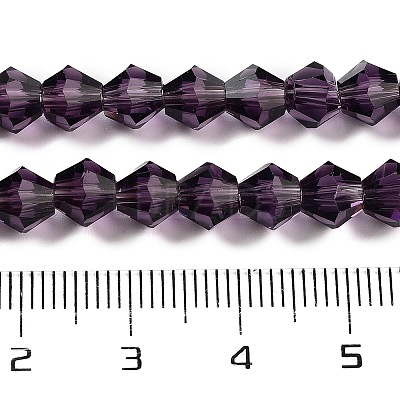 Purple Color Faceted Bicone Glass Beads Strands X-GLAA-S026-6mm-03-1
