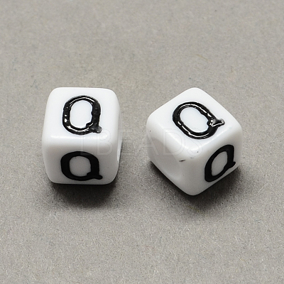 Large Hole Acrylic Letter European Beads SACR-Q103-8mm-01Q-1