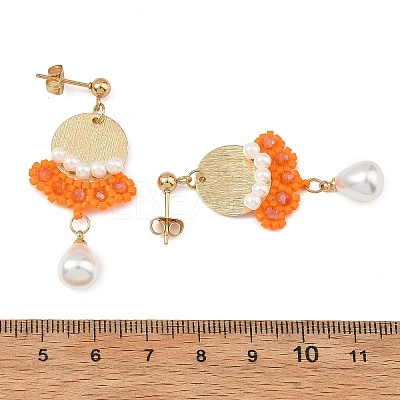 Brass Glass Seed Bead Chandelier Earrings EJEW-MZ00762-1