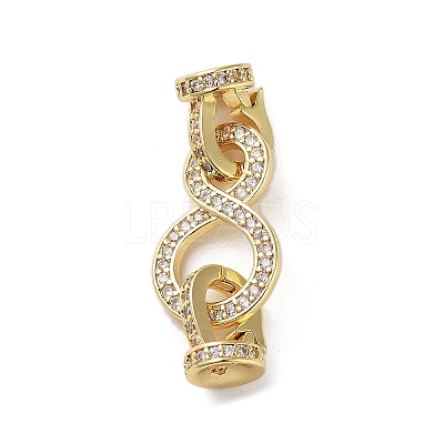 Rack Plating Brass Micro Pave Cubic Zirconia Fold Over Clasps ZIRC-P117-02C-G-1