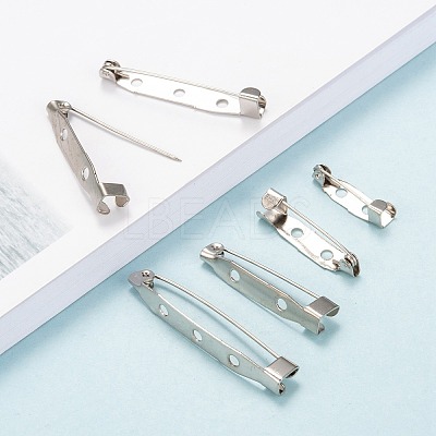 Iron Brooch Pin Back Safety Catch Bar Pins with Holes IFIN-X0029-P-1