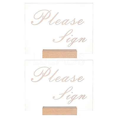 4Pcs 2 Styles Rectangle Beechwood Name Card Holder ODIS-OC0001-39-1