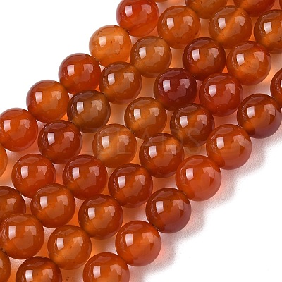 Round Natural Red Agate Bead Strands G-M257-10mm-26-1