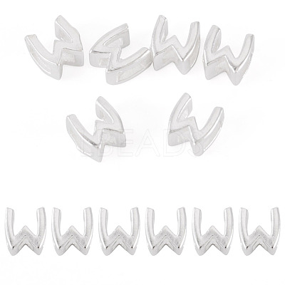 6Pcs 925 Sterling Silver Hollow Initial Beads STER-TA0001-53W-1
