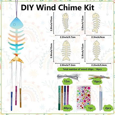 DIY Wood & Aluminium Round Tube Wind Chime Making Kits DIY-WH20038-010-1