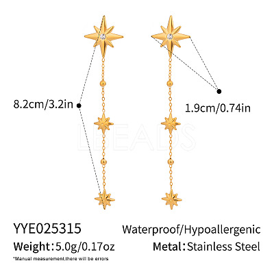 304 Stainless Steel Rhinestone Tassel Stud Earrings for Women PH6693-1-1