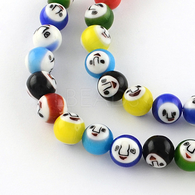 Round Handmade Lampwork Bead Strands LAMP-S169-03-1