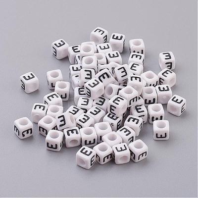 Acrylic Horizontal Hole Letter Beads PL37C9308-E-1